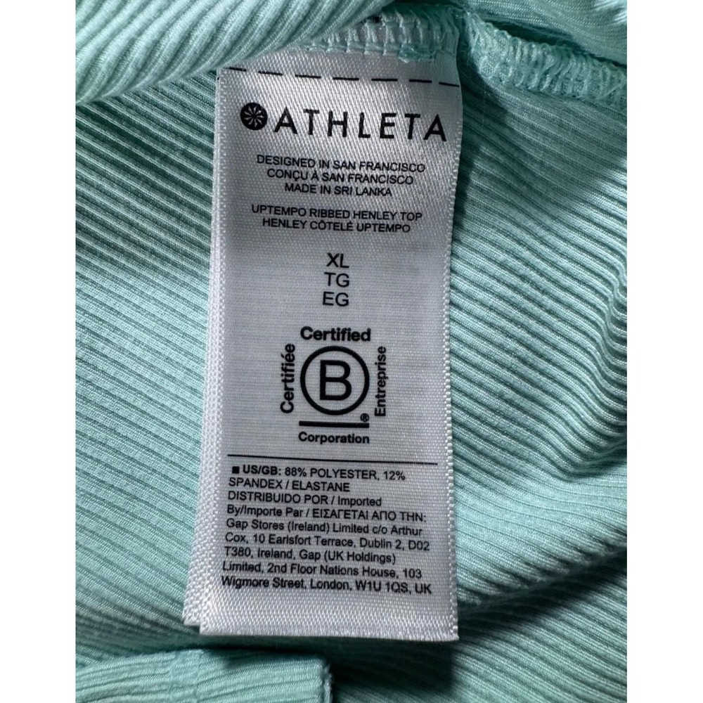 Athleta Uptempo Ribbed Henley Top Mint Green Long Sleeve V-Neck XL - Picture 7 of 7